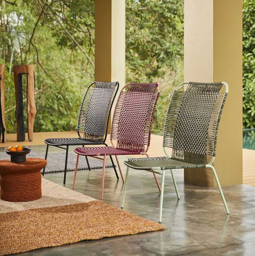 Moderner Kaminsessel - CIELO - Ames design - PVC / Kordel / pulverbeschichteter Stahl