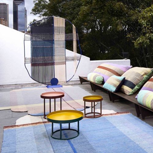 Moderner Paravent - ANDINAS  - Ames design - galvanisiertem Stahl / PVC / Kordel