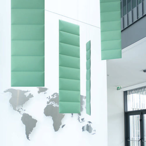Wandmontierte Akustikplatte - ECODESK - Slalom - für Decke / hängend / Polyesterfaser