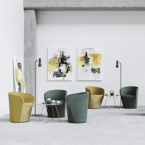 Moderner Clubsessel - NU SPIN - Profim - Leder / Stoff / grün