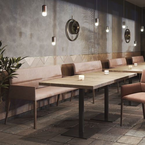 Moderne Polsterbank - CHIC AIR - Profim - Leder / Sperrholz / aus verchromtem Metall