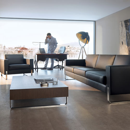 Modernes Sofa - MYTURN - Profim - Leder / braun / Gestell aus Metall
