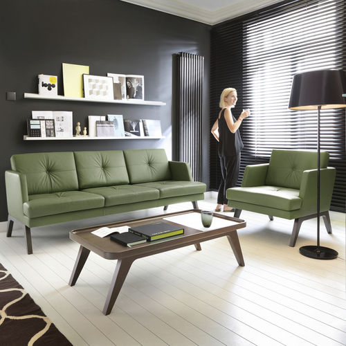 Moderner Couchtisch - OCTOBER - Profim - Holz / Metall / rechteckig