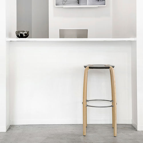 Stil-Barhocker - DISCUSS - Plycollection - Leder / Stoff / Holz