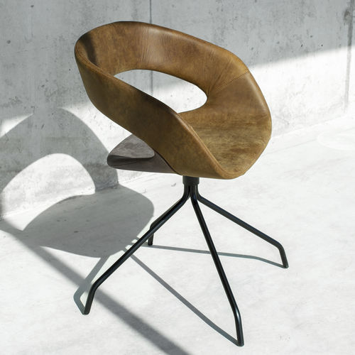 Stuhl / skandinavisches Design - CHAT - Plycollection - für den Innenraum / Leder / Stoff