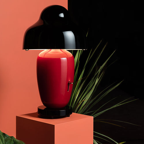 Tischlampe - CHINOZ - Parachina - Glas / Holz / Keramik