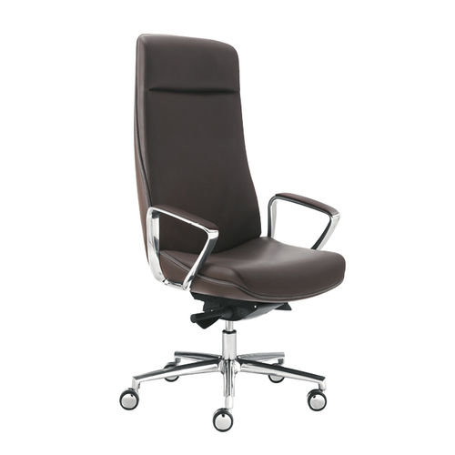 Moderner Chefsessel - JADA - Sesta - Leder / Aluminium / mit Kopfstütze