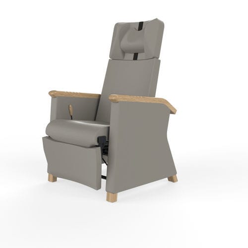 Medizinischer Sessel / Leder - GAIA LOUNGE - Navailles - Holz / neigbar / mit Fußstütze
