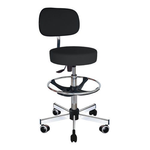 Moderner Arbeitshocker - GINKO COMFORT  - Navailles - Gewebe mit PVC-Beschichtung / Gestell aus verchromtem Stahl / mit Mittelfuß
