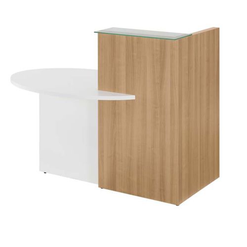 Empfangstheke für Eckeinbau - OVALI - Eol - Glas / melaminbeschichtet