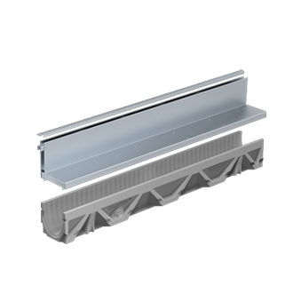 Gitter-Abflussrinne - FILCOTEN NW 100 - BG Graspointner - zentrale Schlitz / seitliche Schlitz / Faserbeton