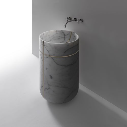 Bodenstehendes Waschbecken - TAO - KREOO - Marmor / individuell gestaltbar / rund