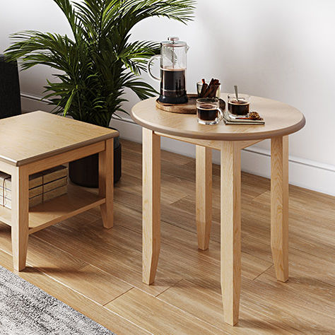 Moderner Beistelltisch - LICHFIELD - Pineapple - Laminat / Gestell aus Buche / rund