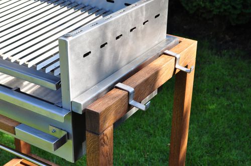 Holzkohle-Gartengrill - TOBAGO WGT  - KARIBE SIA - auf Rollen / Edelstahl / mit Holzwagen
