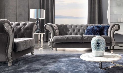 Stil-Sofa - GABRIEL - Corte Zari - Stoff / Leder / Buche