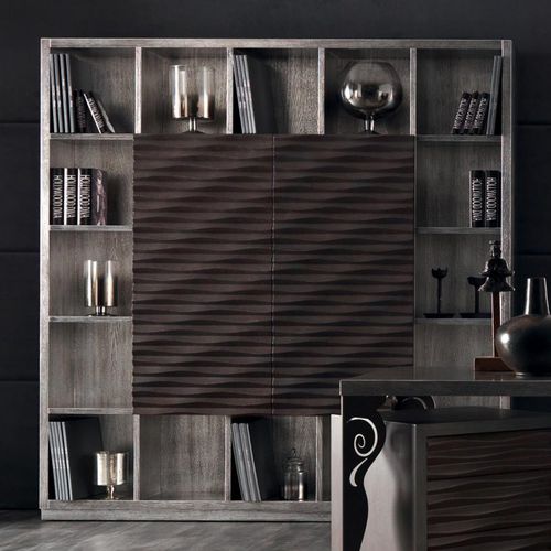 Modernes Bücherregal - EBON - Corte Zari - Holzfurnier / Sperrholz / Glas