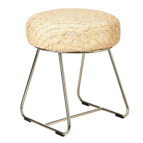 Moderner Hocker - CERAM  - Pols Potten - Rattan / Gestell aus rostfreiem Edelstahl