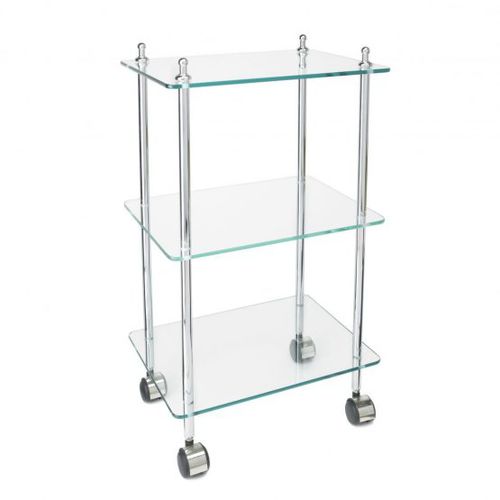 Regal mit Rollen - Klomfar GmbH - modern / Messing / Glas