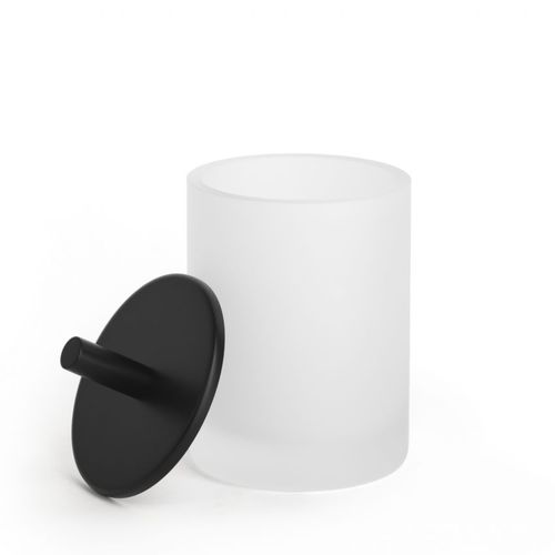 Aufbewahrungsbox / sandgestrahltes Glas - ROUND UP: BLACK - Klomfar GmbH - mit Deckel / für Bad
