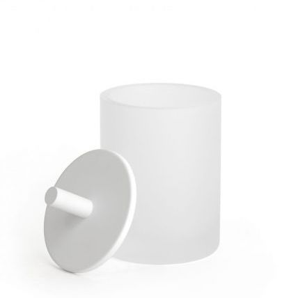 Aufbewahrungsbox / sandgestrahltes Glas - ROUND UP: FROSTED WHITE - Klomfar GmbH - mit Deckel / für Bad