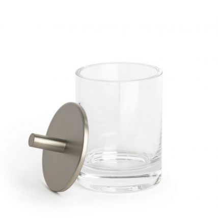 Glas-Aufbewahrungsbox - ROUND UP: NICKEL - Klomfar GmbH - mit Deckel / für Bad