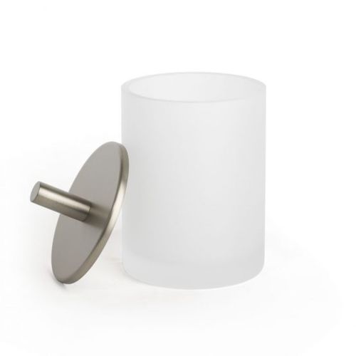 Aufbewahrungsbox / sandgestrahltes Glas - ROUND UP: FROSTED NICKEL - Klomfar GmbH - mit Deckel / für Bad