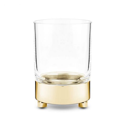 Zahnbürstenhalter für Gewerbegebrauch - CRYSTAL GLASS, BRASS GOLD PLATED - Klomfar GmbH