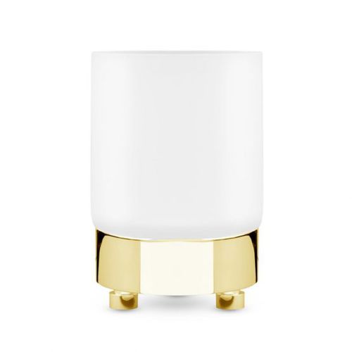 Zahnbürstenhalter für Gewerbegebrauch - FROSTED CRYSTAL GLASS, BRASS GOLD PLATED - Klomfar GmbH