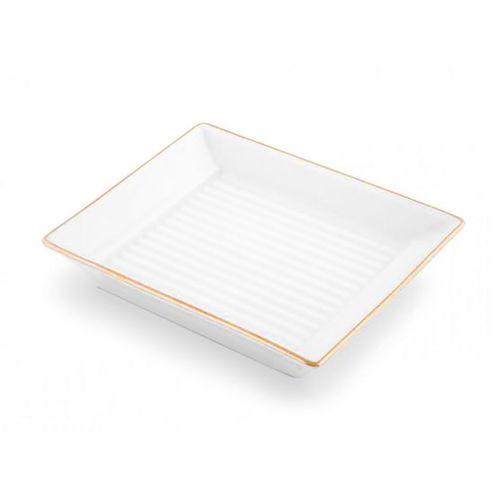 Metall-Seifenhalter - RECTANGLE: GOLD TRIM - Klomfar GmbH - Porzellan