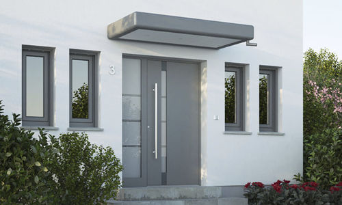 Vordach für Eingang - KV 300 - Kompo Therm - Aluminium / mit Aluminiumabdeckung / flach