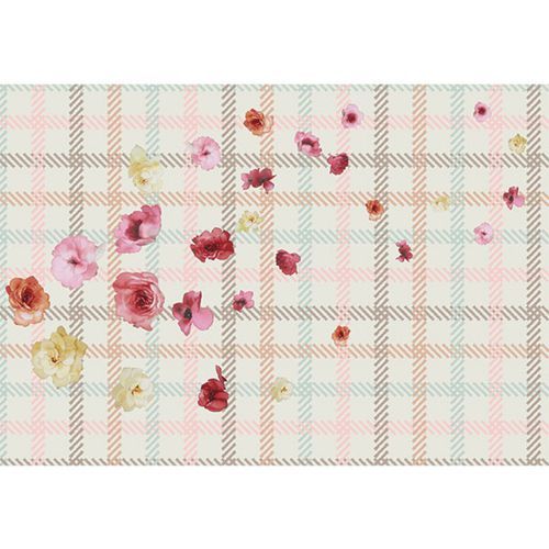 Vintage-Tapete - CAMELIAS - Neodko - Vlies / Blumenmotiv / Streifenmuster