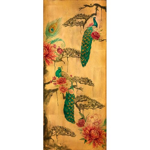 Moderne Tapete - PARADISE GOLD PEACOCKS - Neodko - Vlies / Naturmotiv / Blumen