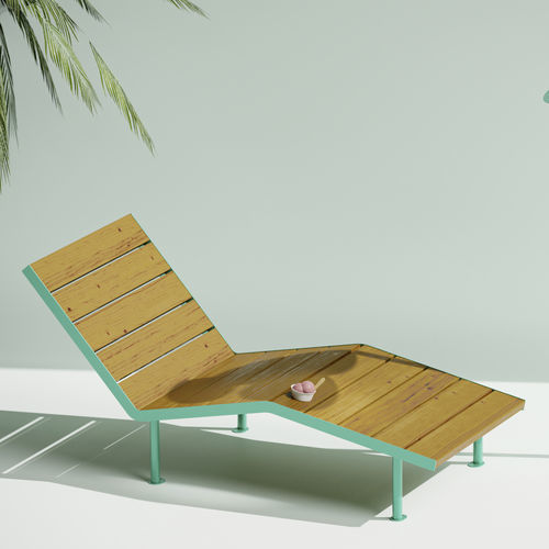 Moderne Sonnenliege - cité Bois - Objets Publics - Massivholz / Douglasie / galvanisiertem Stahl