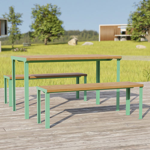 Moderne Gartenbank - cité Bois - Objets Publics - Massivholz / Douglasie / thermolackierter Stahl
