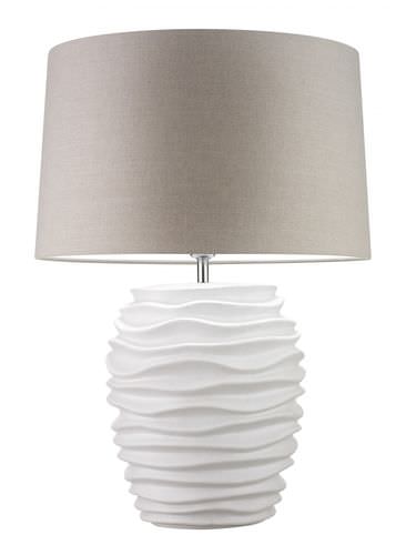 Tischlampe - TRIER - Heathfield - Glas / Leinen / klassisch