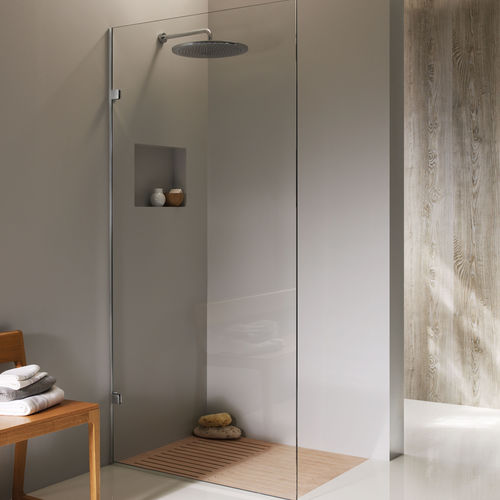 Festinstallierte Duschwand - MONACO - Majesctic Showers - für Eckeinbau / rahmenlos