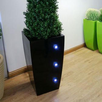 Verbundwerkstoff-Pflanzkübel - KUBIK LED - Livingreen design - in Würfelform / beleuchtet / modern