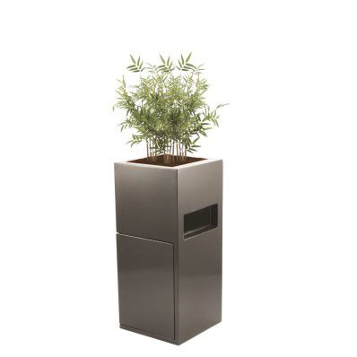Verbundwerkstoff-Pflanzkübel - TRASHAWAY - Livingreen design - quadratisch / mit Abfallbehälter / modern
