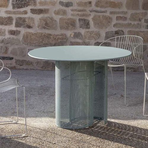 Moderner Tisch - ARENA  - iSi Contract - galvanisiertem Stahl / Gestell aus galvanisiertem Stahl / rund