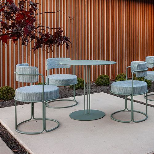 Moderner Tisch - PARADISO - iSi Contract - galvanisiertem Stahl / Gestell aus galvanisiertem Stahl / rund
