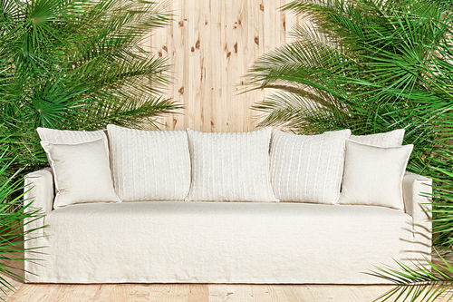 Modernes Sofa - CASPER - Missana - Stoff / weiß / 3 Plätze