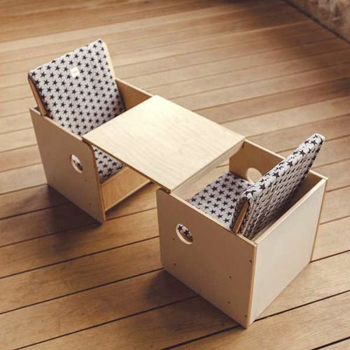 Moderne Tisch- und Stuhlkombination - OSIT DUO + NENJOY - nuun kids - für den Innenraum / Holz / für Kinder