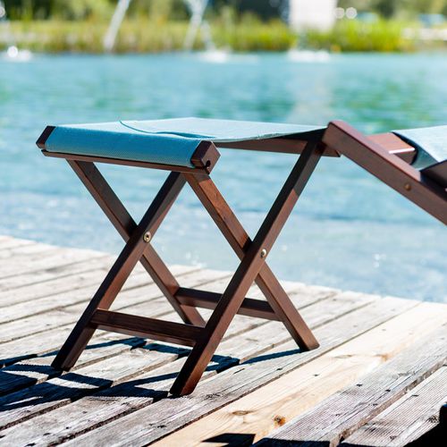 Moderner Hocker - LE PETIOT - AZUR CONFORT - Stoff / Gestell aus Massivholz / handgefertigt