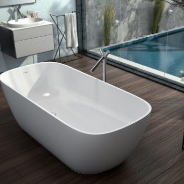 Ovale Badewanne - KERROCK - freistehend / Verbundwerkstoff / weiß