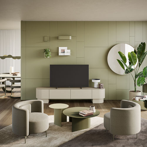 Modernes Fernsehmöbel - ASTERIA - Ronda Design - mit Schubladen / lackiertes MDF / Metall