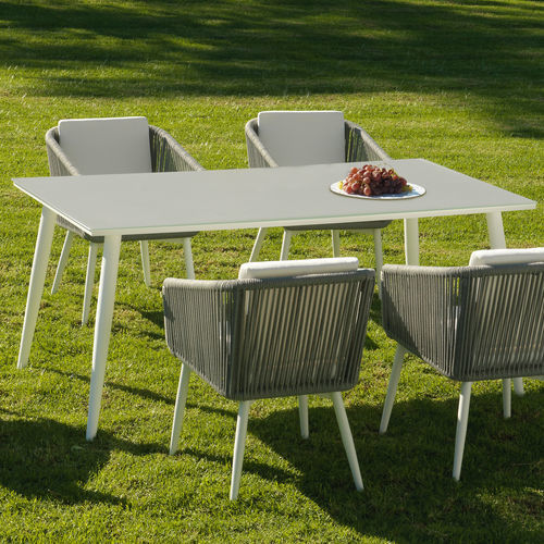 Moderner Esstisch - SIENA - ARKIMUEBLE - Kristall / Gestell aus Aluminium / rechteckig