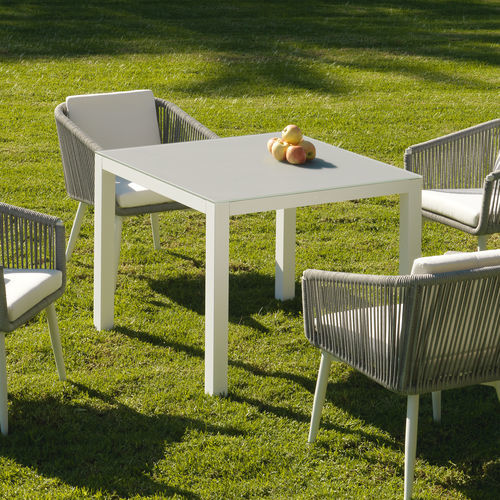 Moderner Esstisch - SIENA - ARKIMUEBLE - Kristall / Gestell aus Aluminium / rechteckig