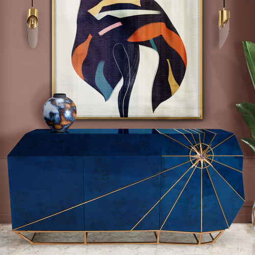 Modernes Sideboard - SAGRES - Malabar - blattvergoldetes Holz / lackiertes Holz / poliertes Messing