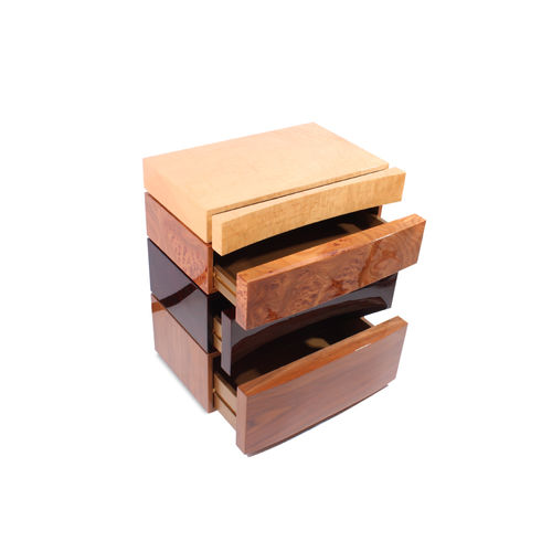 Moderne Kommode - HOLLOW - Malabar - Holzfurnier / blattvergoldetes Holz / poliertes Messing