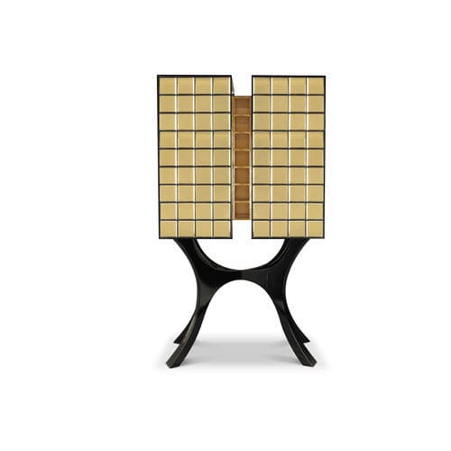 Moderner Barschrank - MONDO - Malabar - lackiertes Holz / Glas / mit Flügeltür